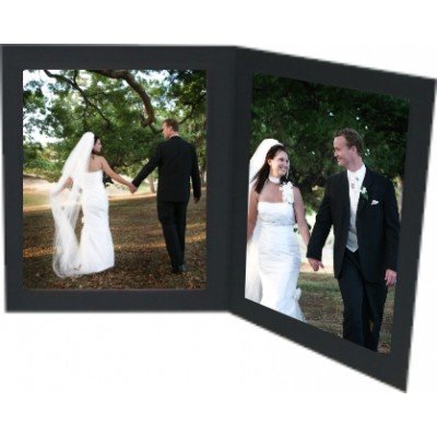 Triple 7x5" Black Linen Folders 